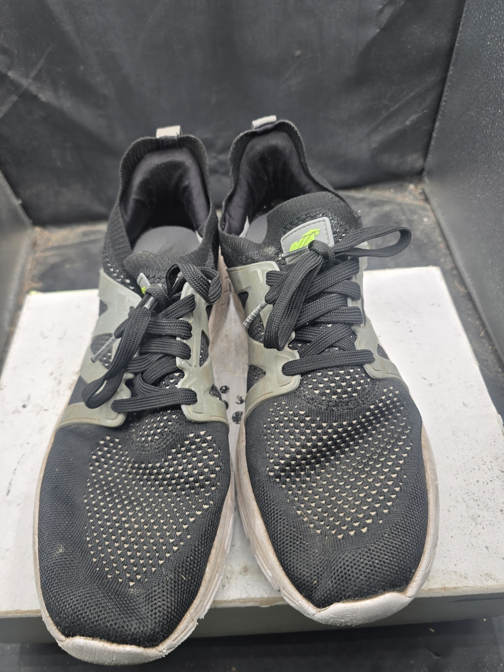 Avia Black Athletic Shoes with Green Accent